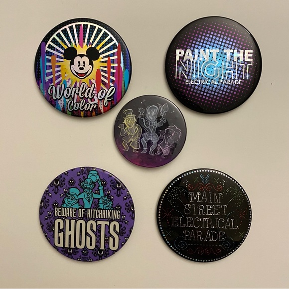 Unofficial Disney Buttons Set of 5 - Picture 2 of 2